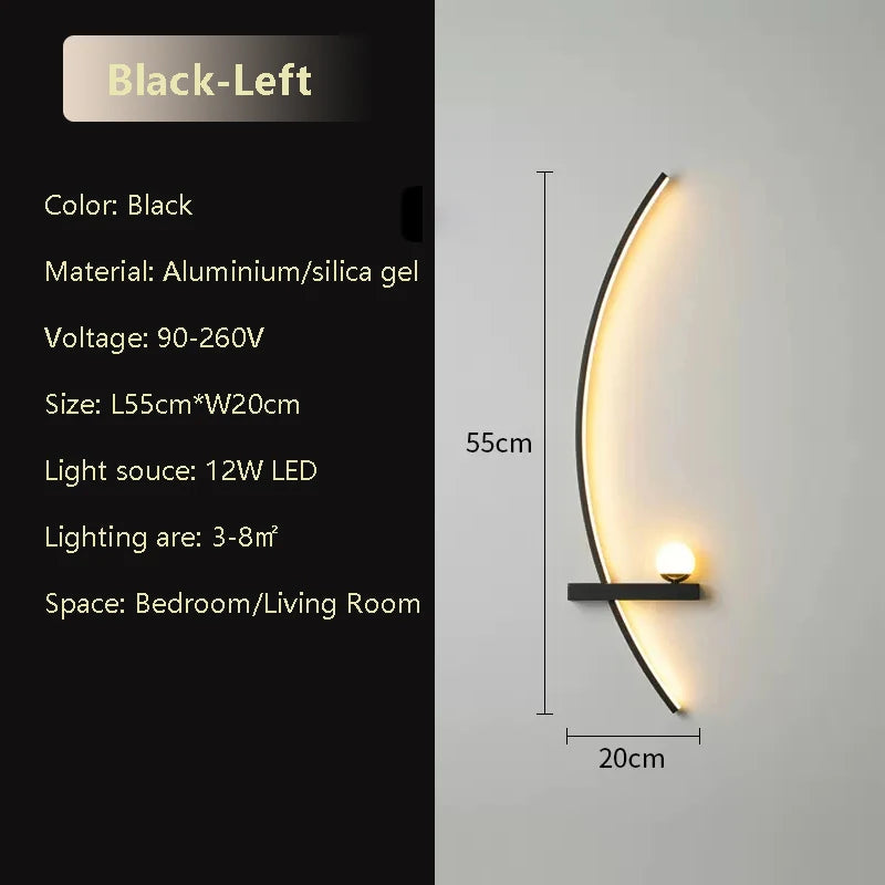 Nøordka Light Wall Light Fixtures 22" Left / Warm White Modern Wall Lamp With Simple Arc Line Design