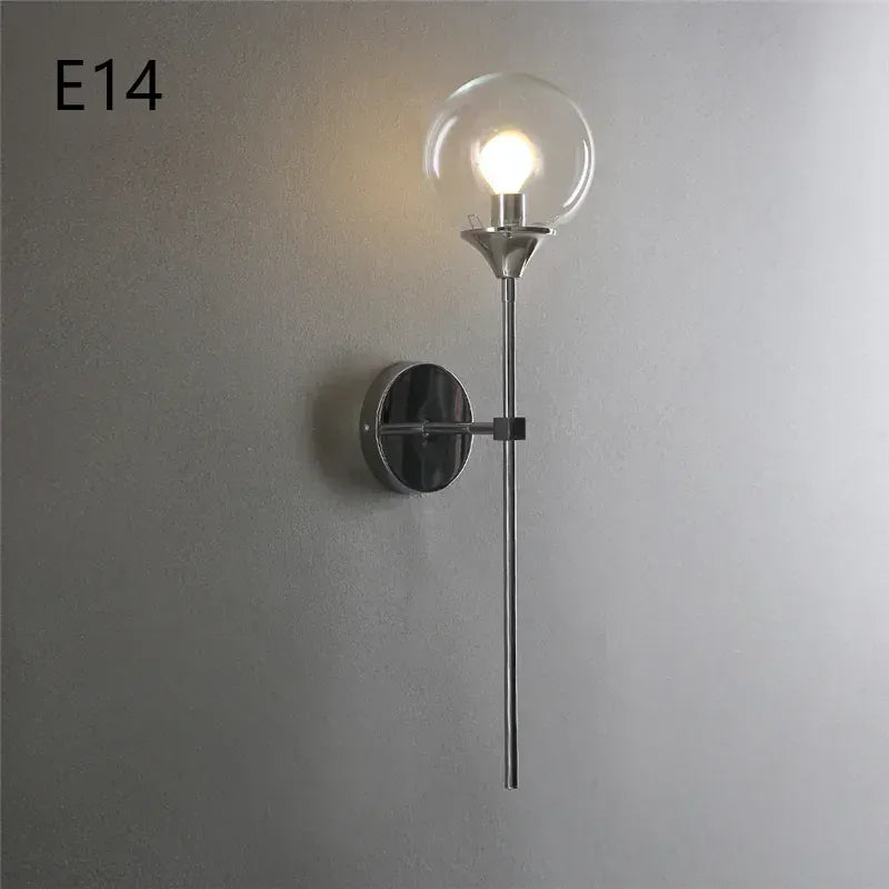 Nøordka Light Wall Light Fixtures A chrome clear / Use Your Own Bulb Glass Ball Indoor Wall Lamp Lighting Fixture