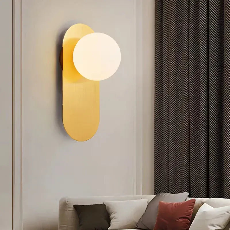 Nøordka Light Wall Light Fixtures A Gold / Cool White Modern Glass Ball Bedside Indoor LED Wall Lamp