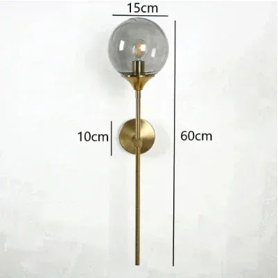 Nøordka Light Wall Light Fixtures A gold smoky gray / Use Your Own Bulb Glass Ball Indoor Wall Lamp Lighting Fixture