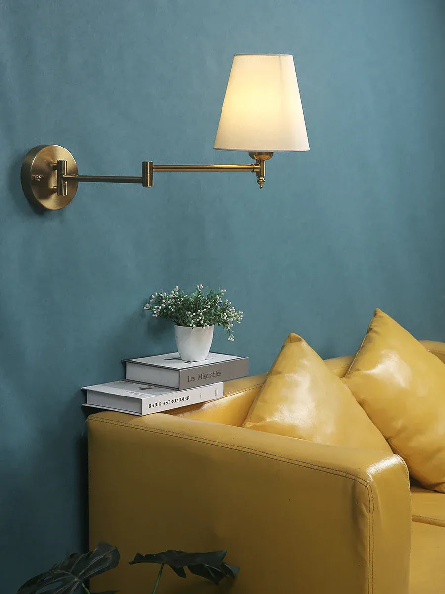 Nøordka Light Wall Light Fixtures American Classic Linen Shade Wall Light Fixture With Folding Swing Arm