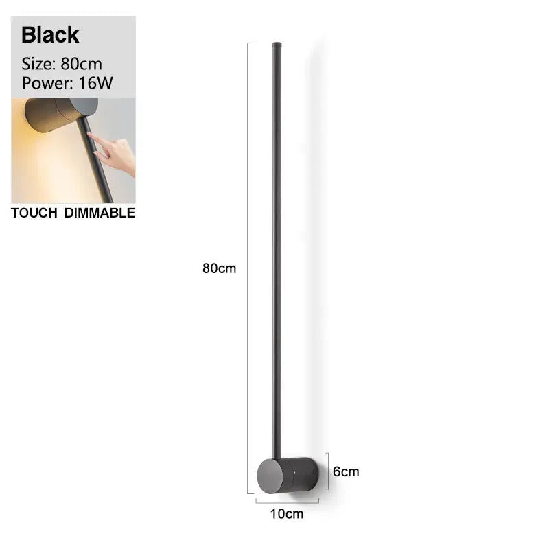 Nøordka Light Wall Light Fixtures B – 31.5" / Neutral Light Sleek Black Wall Light with Touch Switch &amp; 360° Rotating Design