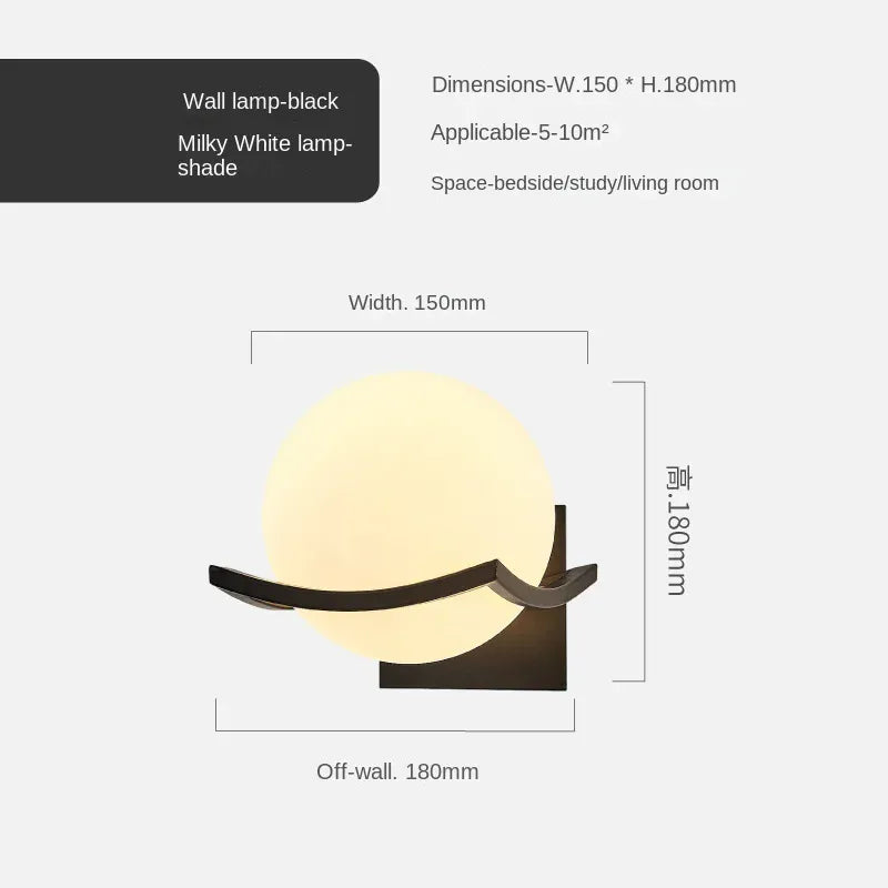 Nøordka Light Wall Light Fixtures black 1 Modern Gold Glass Ball Indoor Wall Light