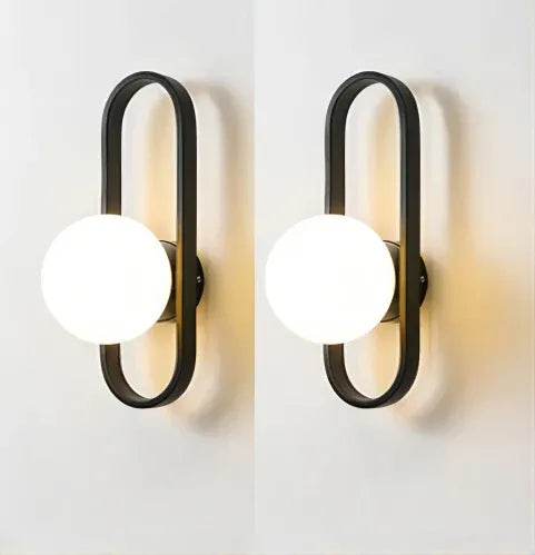 Nøordka Light Wall Light Fixtures Black A 2 Pieces Minimalist Glass Globe Indoor Wall Light Fixture