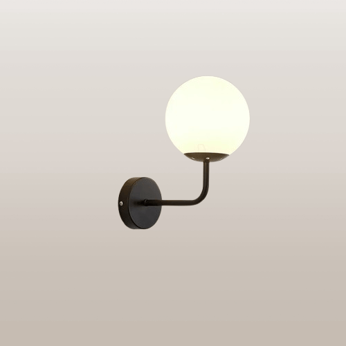 Nøordka Light Wall Light Fixtures black A Modern Glass Ball Wall Lamp Light Fixture in Gold or Black Frame