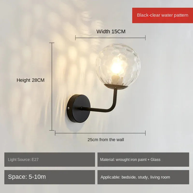 Nøordka Light Wall Light Fixtures black B Modern Glass Ball Wall Lamp Light Fixture in Gold or Black Frame