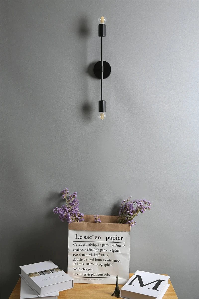 Nøordka Light Wall Light Fixtures Black Iron Frame Double Head Indoor Wall Light Fixture