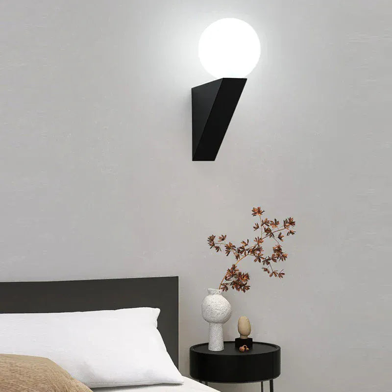 Nøordka Light Wall Light Fixtures Black / Neutral Light Nordic Glass Ball Indoor Wall Lamp for Corridors &amp; Bedsides