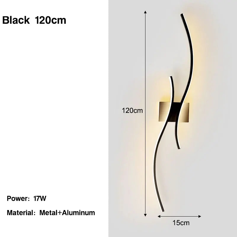 Nøordka Light Wall Light Fixtures Black Nordic Inspired Waved Indoor Wall Lamp
