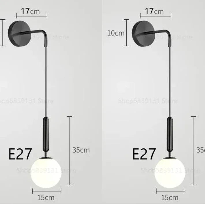 Nøordka Light Wall Light Fixtures Black Two Pack Simple Nordic Globe Luxury Wall Light Fixture