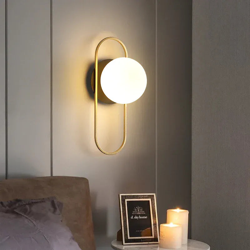 Nøordka Light Wall Light Fixtures Contemporary Glass Ball Wall Sconce In Gold or Black Accent
