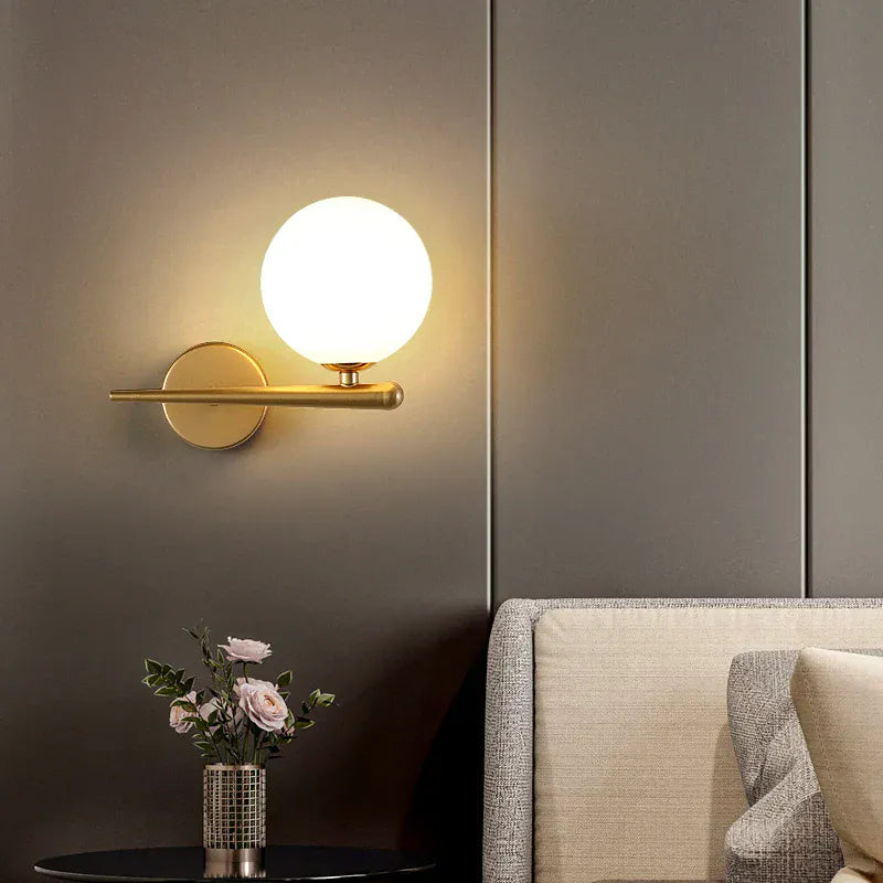 Nøordka Light Wall Light Fixtures Contemporary Glass Ball Wall Sconce In Gold or Black Accent