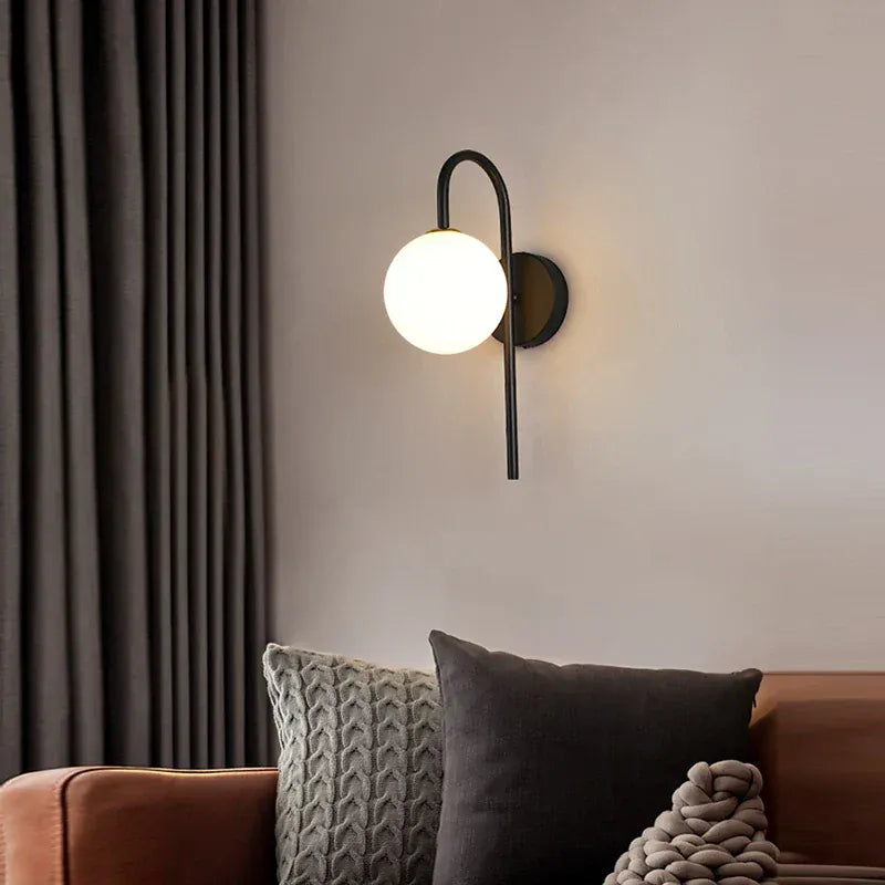 Nøordka Light Wall Light Fixtures Contemporary Glass Ball Wall Sconce In Gold or Black Accent