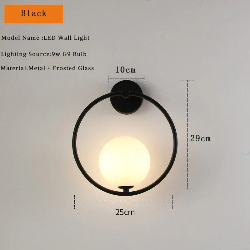 Nøordka Light Wall Light Fixtures D Black / Neutral Light Modern Black & Gold Glass Ball Indoor Wall Sconces