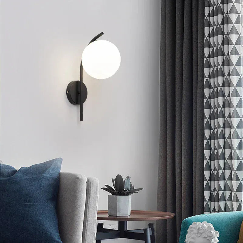 Nøordka Light Wall Light Fixtures D Black / Warm White Modern LED Wall Lamps Lighting with Glass Ball for Bedroom Living Room