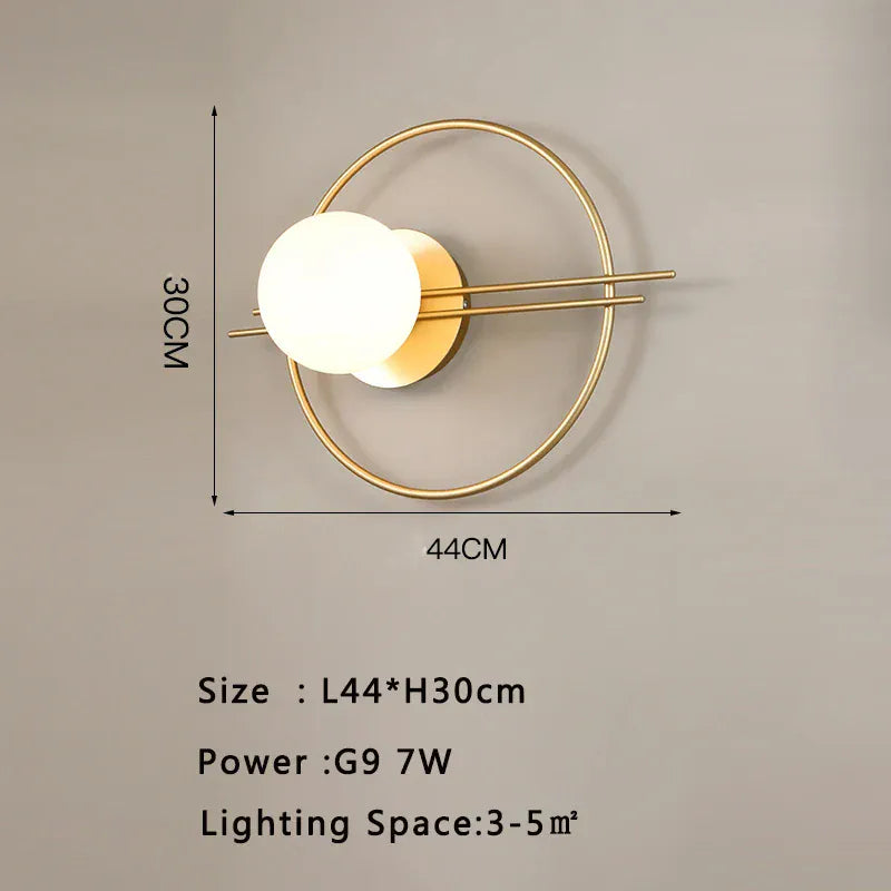 Nøordka Light Wall Light Fixtures E Gold / Neutral Light Contemporary Glass Ball Wall Sconce In Gold or Black Accent