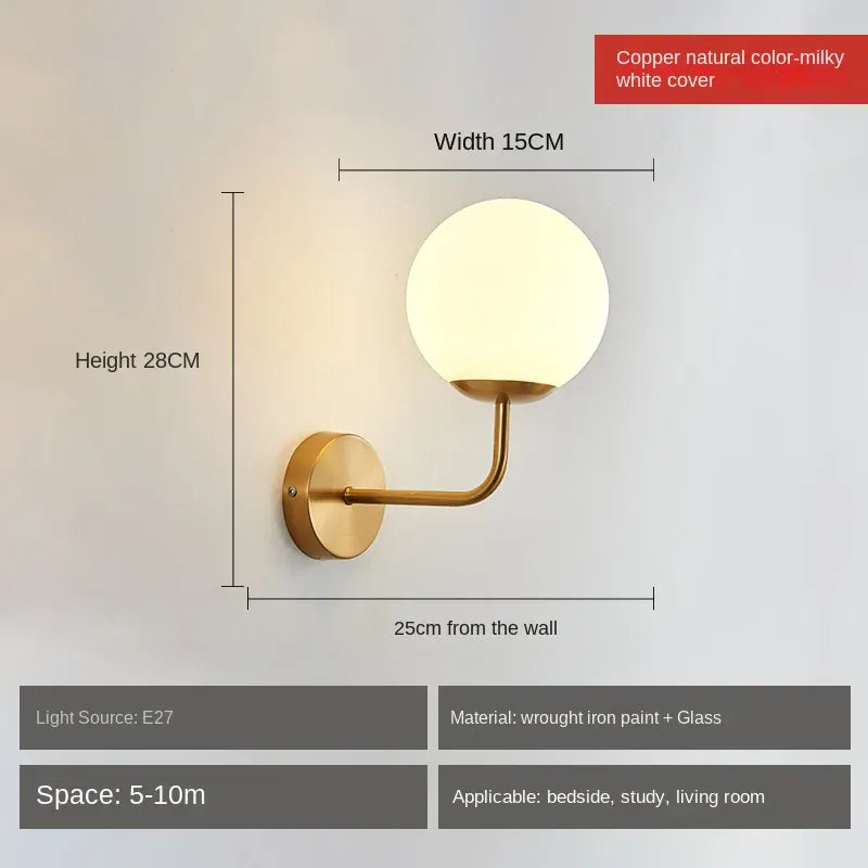 Nøordka Light Wall Light Fixtures gold  A Modern Glass Ball Wall Lamp Light Fixture in Gold or Black Frame