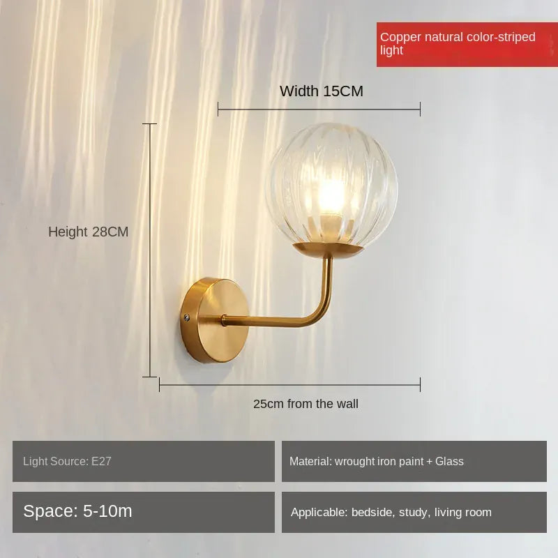 Nøordka Light Wall Light Fixtures gold D Modern Glass Ball Wall Lamp Light Fixture in Gold or Black Frame