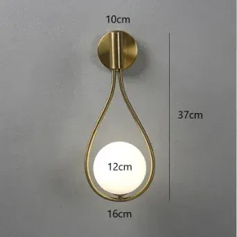 Nøordka Light Wall Light Fixtures Gold Dangle Metal Framed Glass Globe Wall Light Fixture
