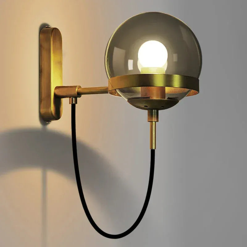 Nøordka Light Wall Light Fixtures Gold Smoke Gray Modern Globe Indoor Wall Lamp Light Fixture
