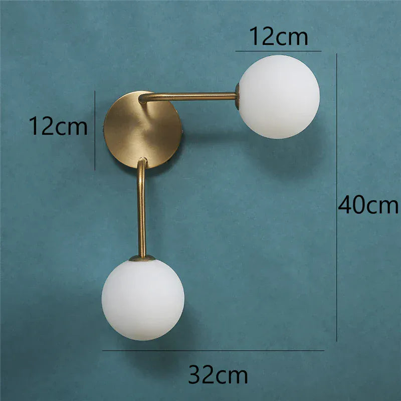 Nøordka Light Wall Light Fixtures Golden Contemporary Glass Ball Wall Light Fixture