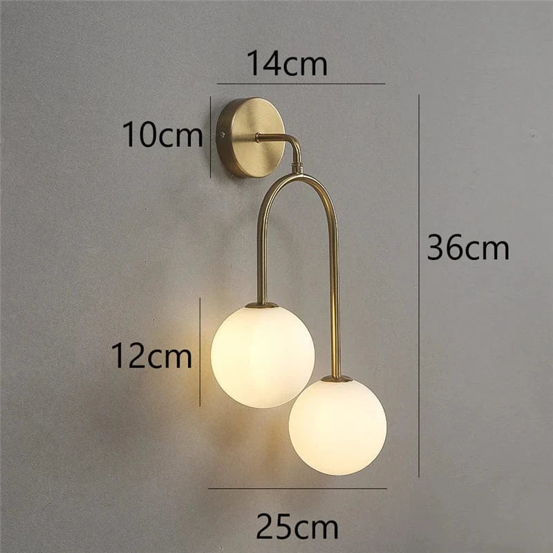 Nøordka Light Wall Light Fixtures Golden Contemporary Glass Ball Wall Light Fixture