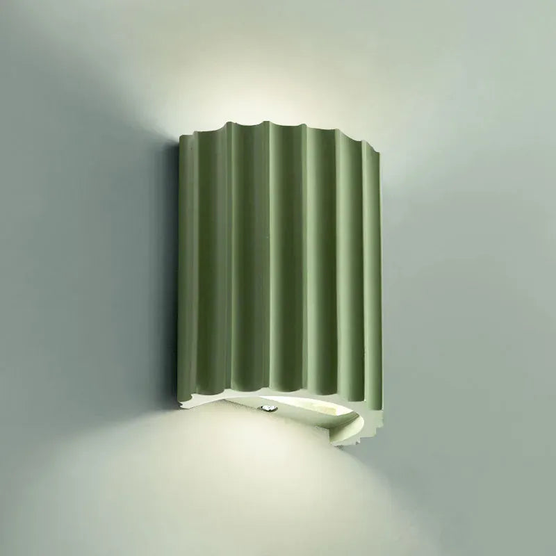 Nøordka Light Wall Light Fixtures Green / Warm White Nordic Corrugated Resin Wall Lamp