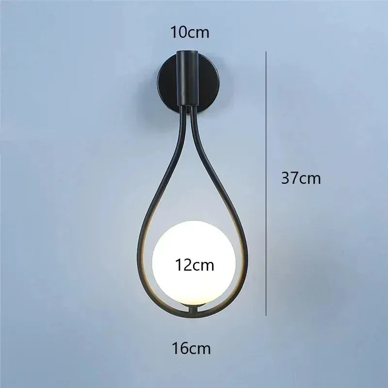 Nøordka Light Wall Light Fixtures Metal Framed Glass Globe Wall Light Fixture