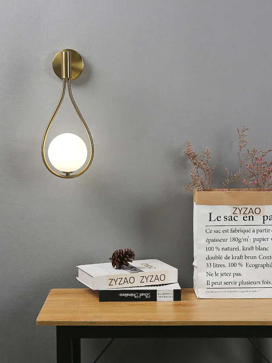 Nøordka Light Wall Light Fixtures Metal Framed Glass Globe Wall Light Fixture