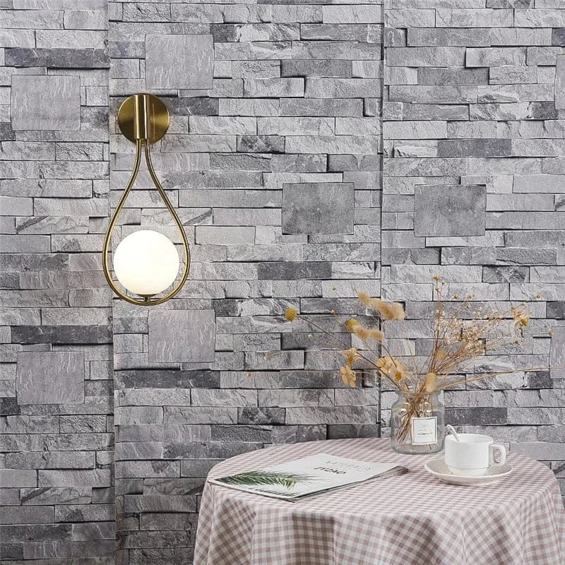 Nøordka Light Wall Light Fixtures Metal Framed Glass Globe Wall Light Fixture