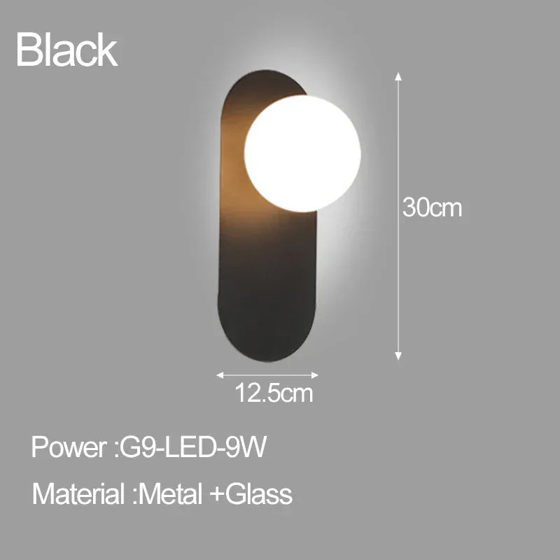 Nøordka Light Wall Light Fixtures Modern Glass Ball Bedside Indoor LED Wall Lamp