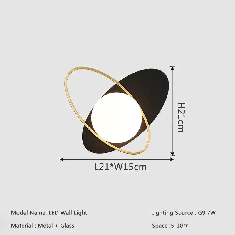 Nøordka Light Wall Light Fixtures Modern Glass Ball Bedside Indoor LED Wall Lamp