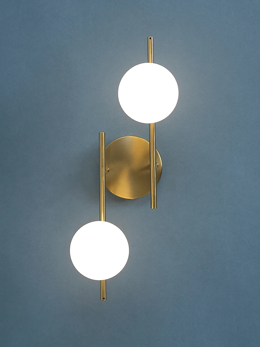 Nøordka Light Wall Light Fixtures Modern Golden Wall Lights with Milky Glass Round Ball