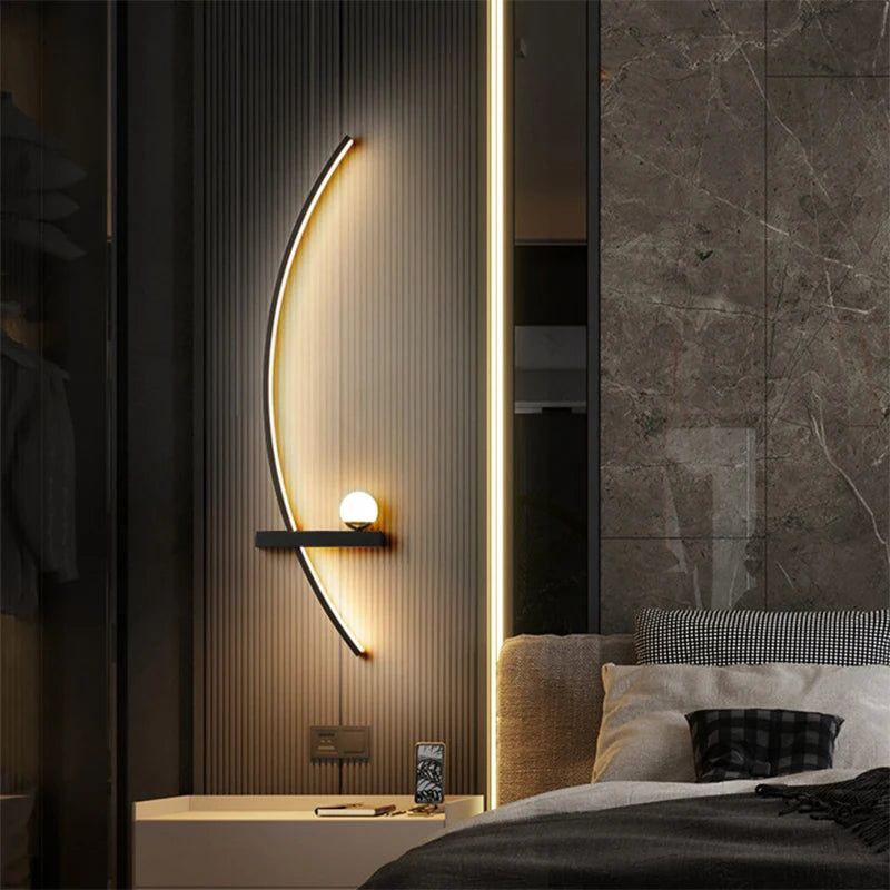 Nøordka Light Wall Light Fixtures Modern Wall Lamp With Simple Arc Line Design