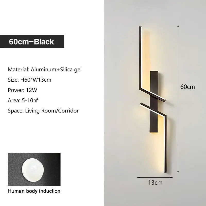 Nøordka Light Wall Light Fixtures Motion Sensor Enabled Contemporary Wall Light Sconce in Black &amp; Gold