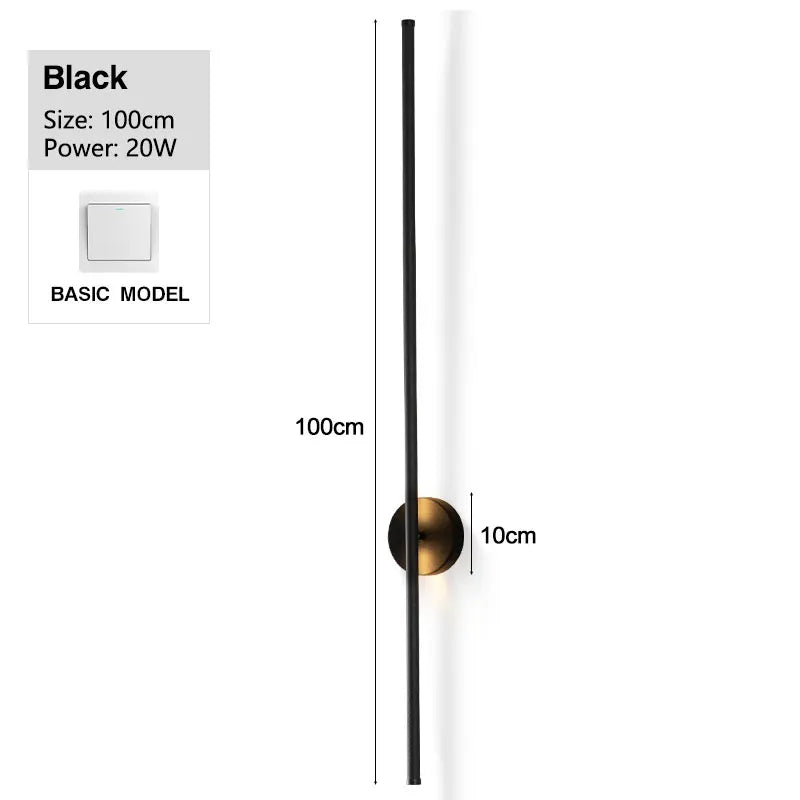 Nøordka Light Wall Light Fixtures No Touch – 39.5" / Cool White Modern Black 360° Rotatable LED Wall Lamp with Touch Switch