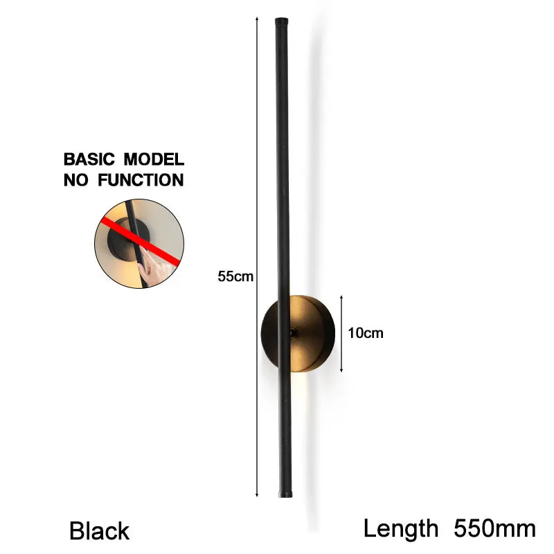 Nøordka Light Wall Light Fixtures Non-Dimmable – 22" / Warm White Modern Black Indoor Touch Switch Dimmable LED Wall Sconce