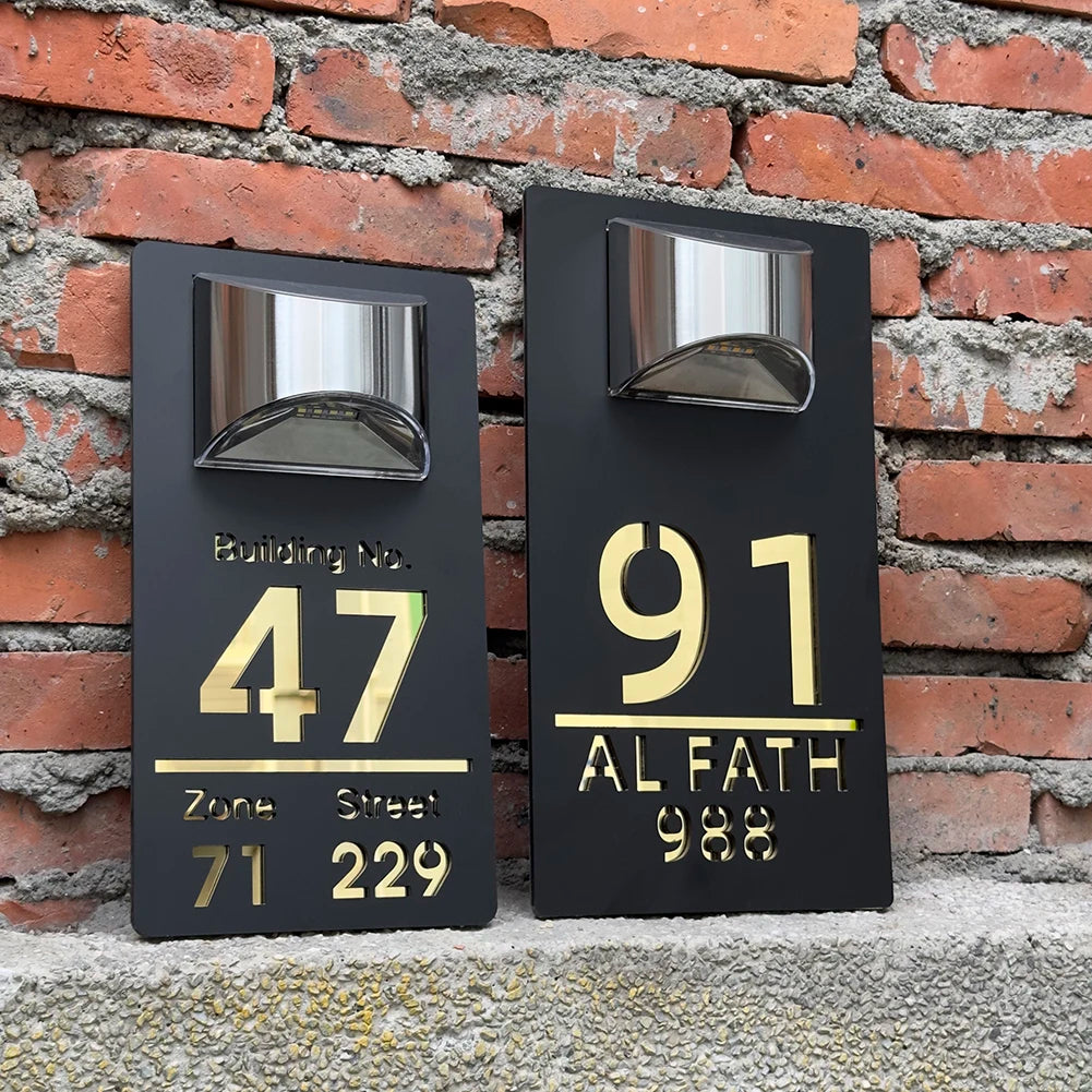 Nøordka Light Wall Light Fixtures Outdoor Solar House Number Sign Plaque