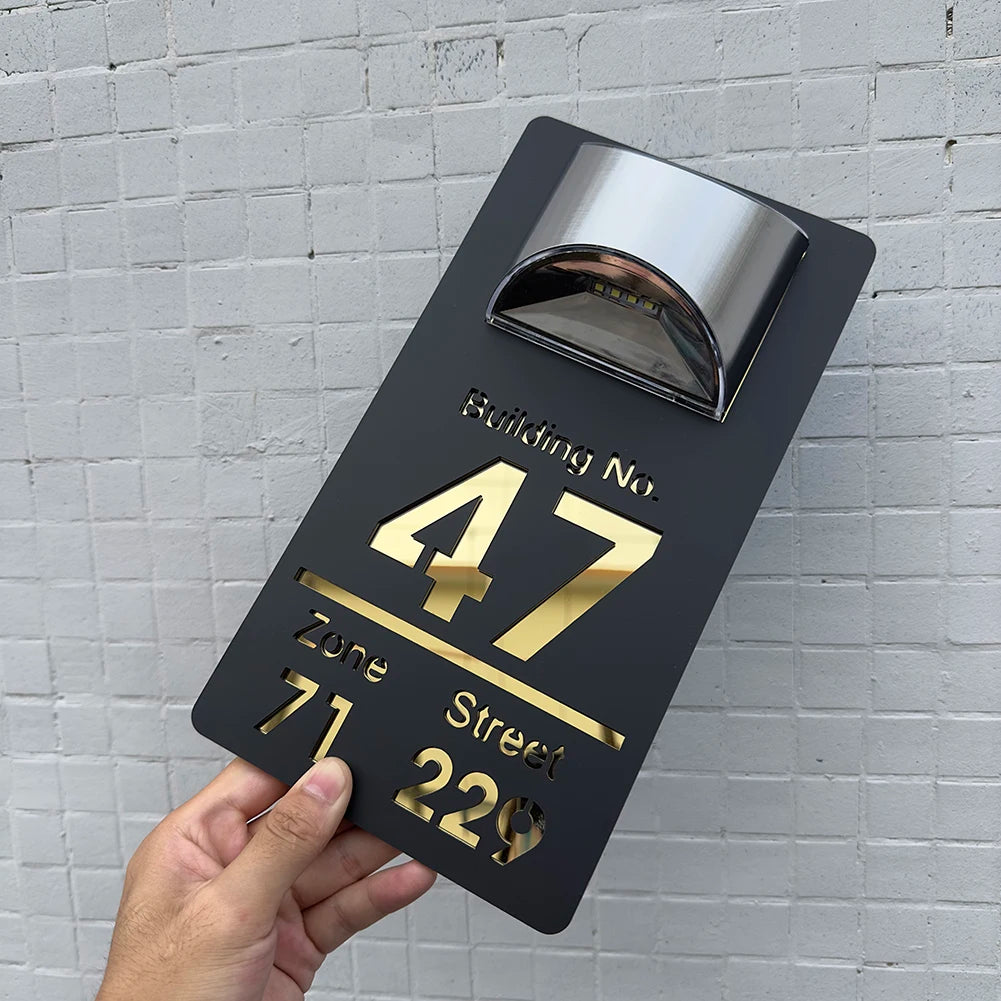 Nøordka Light Wall Light Fixtures Outdoor Solar House Number Sign Plaque