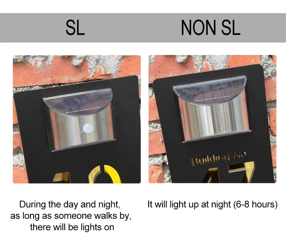 Nøordka Light Wall Light Fixtures Outdoor Solar House Number Sign Plaque