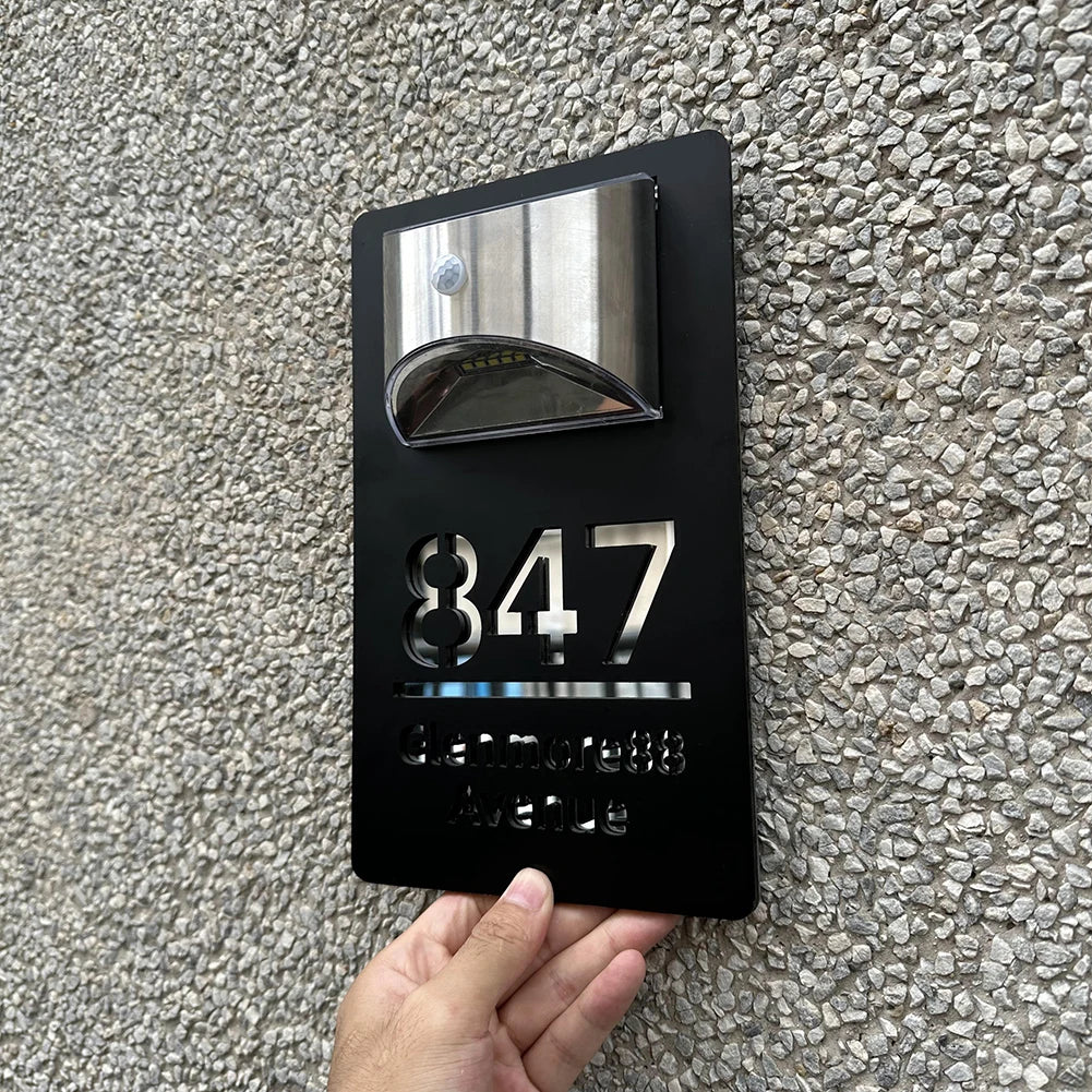 Nøordka Light Wall Light Fixtures Outdoor Solar House Number Sign Plaque