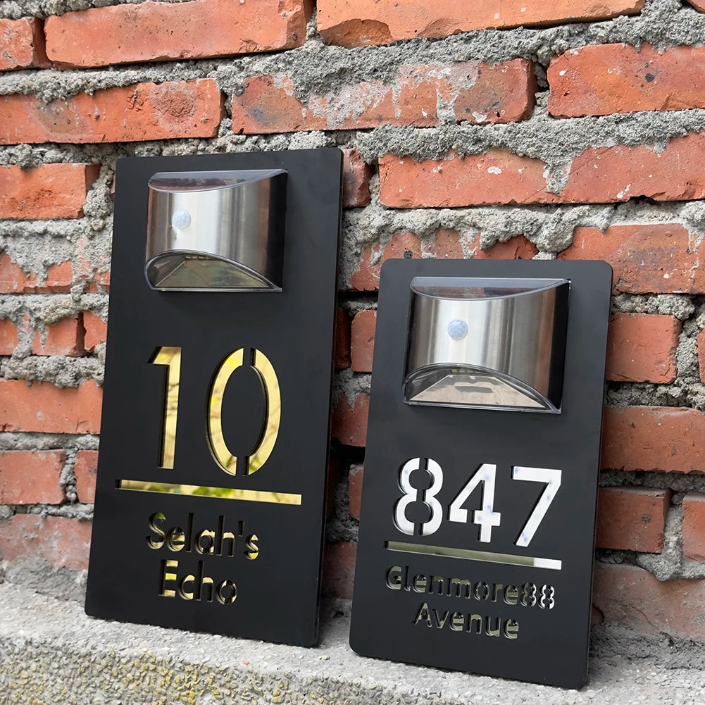 Nøordka Light Wall Light Fixtures Outdoor Solar House Number Sign Plaque