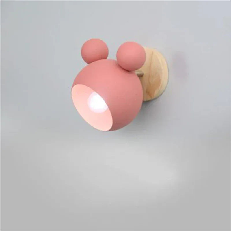 Nøordka Light Wall Light Fixtures Pink Mouse Inspired Wall Lamp for Children's Room