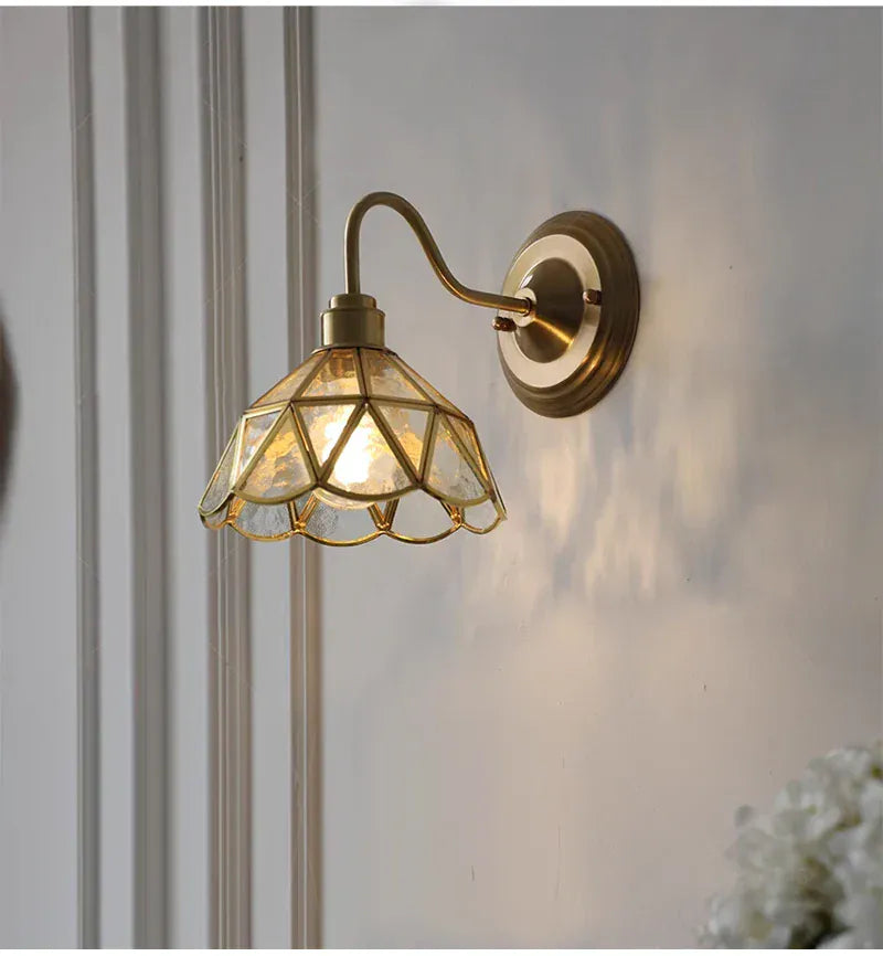 Nøordka Light Wall Light Fixtures Retro Copper Tiffany Wall Lamp Light Fixture