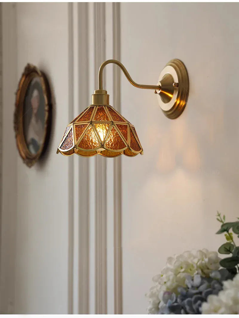 Nøordka Light Wall Light Fixtures Retro Copper Tiffany Wall Lamp Light Fixture