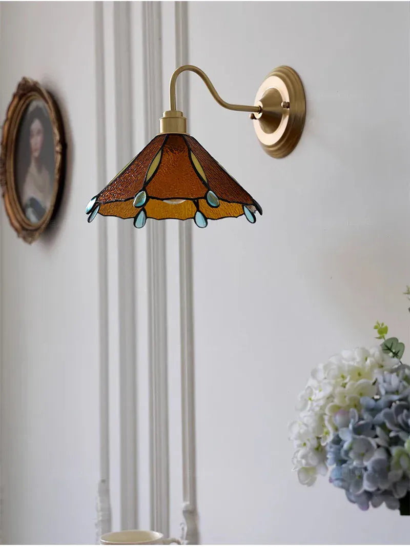 Nøordka Light Wall Light Fixtures Retro Copper Tiffany Wall Lamp Light Fixture