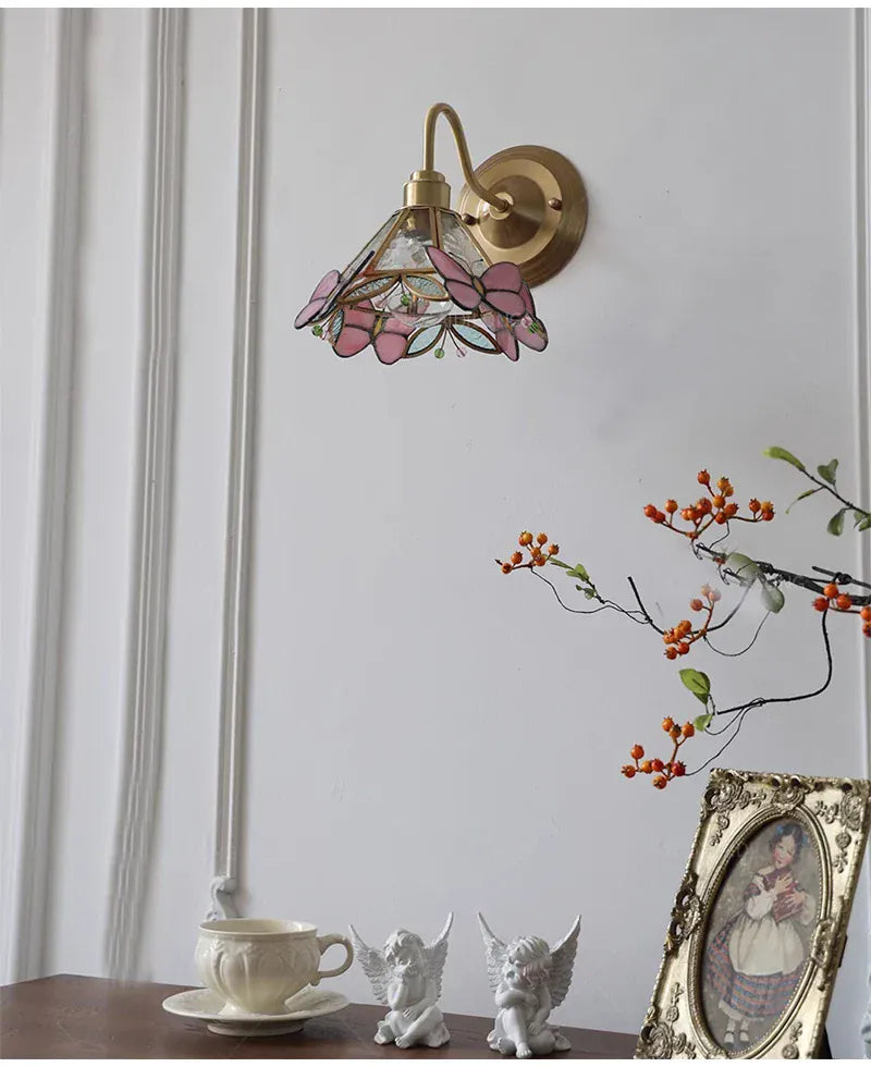 Nøordka Light Wall Light Fixtures Retro Copper Tiffany Wall Lamp Light Fixture