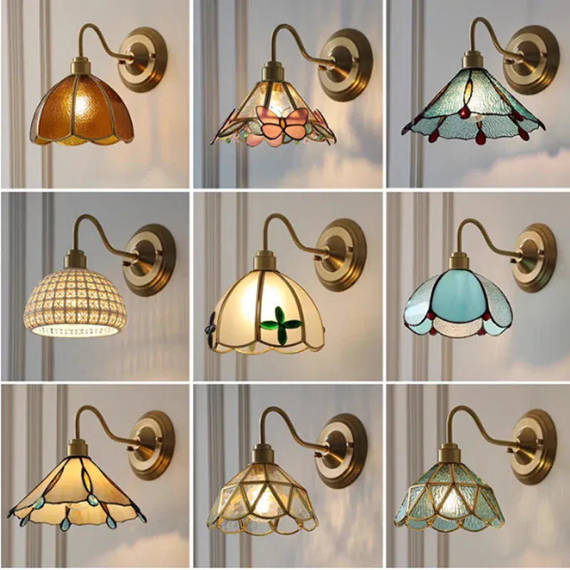 Retro Copper Tiffany Wall Lamp Light Fixture