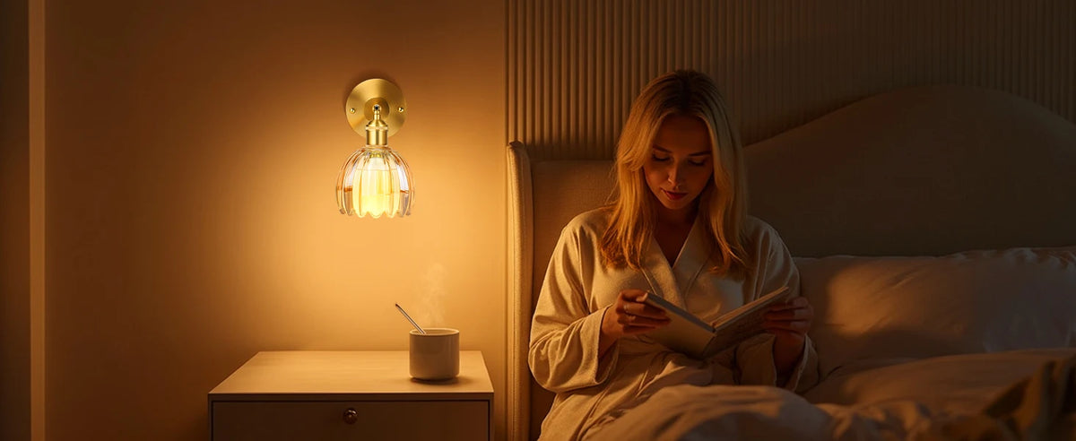 Nøordka Light Wall Light Fixtures Retro Petal Glass Wall Lamp With Remote Control &amp; Rechargeable Bulb