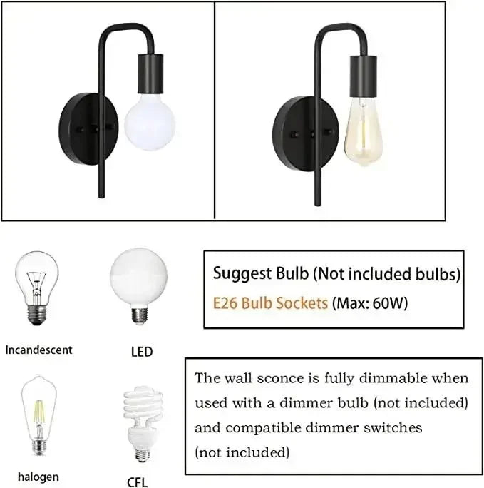 Nøordka Light Wall Light Fixtures Simple Nordic Energy Effecient Black & Gold Iron Wall Light
